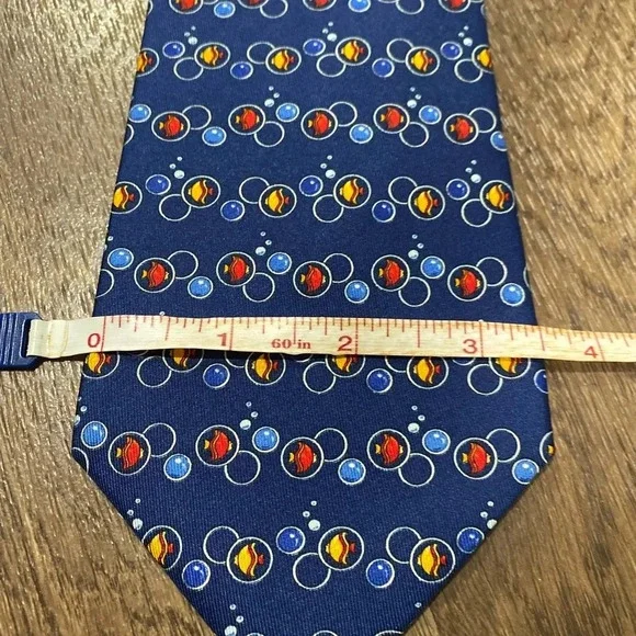 Salvatore Ferragamo blue angel tropical fish 100% silk neck tie